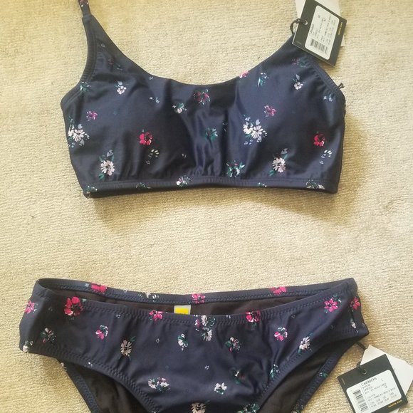 Lolë Tanami Bikini Top (M) & Caribbean Bottoms (L) - Navy Blue Floral - Picture 4 of 4